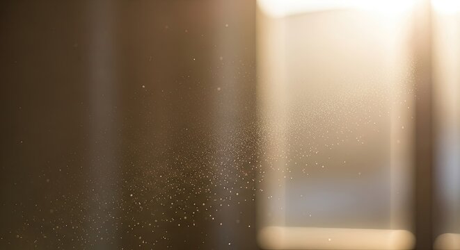Dust Speckles Dancing in Sunlight:  Capturing the mesmerizing dance of dust motes illuminated by warm, radiant sunbeams streaming through an open doorway or window, creating a sense of serene.