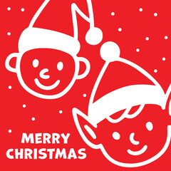 Christmas Elves Holiday Greeting Card with two elfves for Christmas cards, festive decorations, and winter holiday promotions.