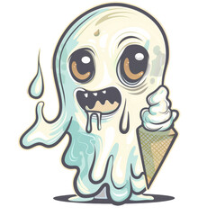 Vintage Cartoon Ice Cream Mascot with Transparent Background