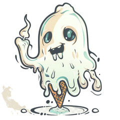 Vintage Cartoon Ice Cream Mascot with Transparent Background
