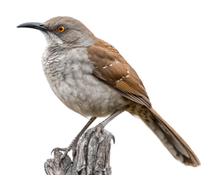 Curious brown bird observing its surroundings outdoors wildlife natural habitat view isolated on transparent background
