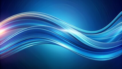 Dynamic blue wave with bright light streaks, representing energy and motion, a modern abstract design for technology and futuristic concepts