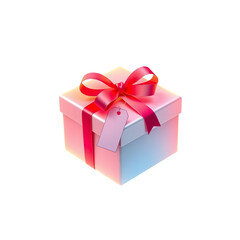 Obraz premium Festive Gift Box with Red Ribbon and Tag