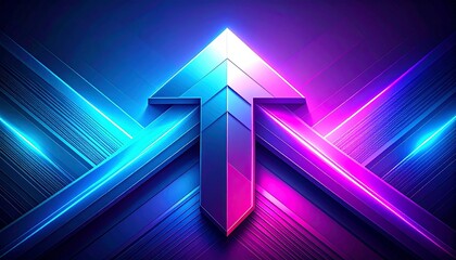 Neon Arrow: Abstract Glowing Upward Vector Background for Growth, Success, and Progress