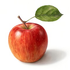 Fresh Red Apple with Leaf | Crisp, Juicy & Organic Fruit for Healthy Snacking

