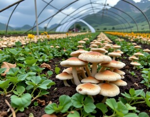 a rural mushroom farm monitoring climate data to optimize production and maximize growth