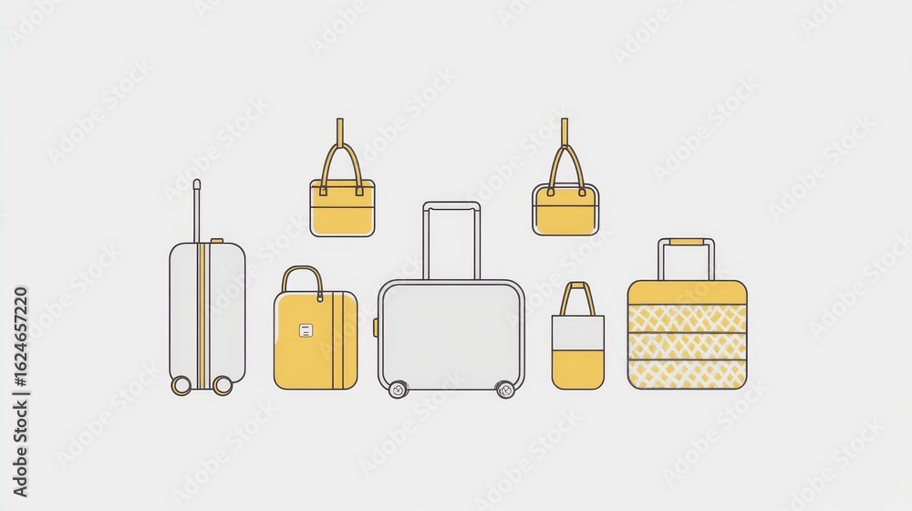 Canvas Prints a minimalistic vector graphic showcasing a neatly arranged group of travel essentials, including a r