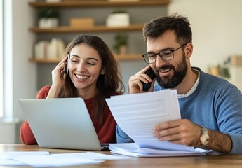 Collaborative Work Session Home Digital Engagement Cozy Environment Young Couple Productivity