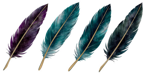 Watercolor feathers in a mystical Halloween style © Tinulya
