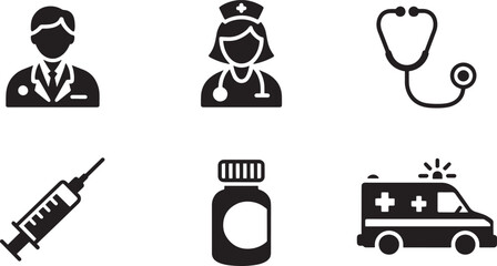 Medical Healthcare Icon Set Vector Illustration for Clinic Hospital and Doctor Design Projects