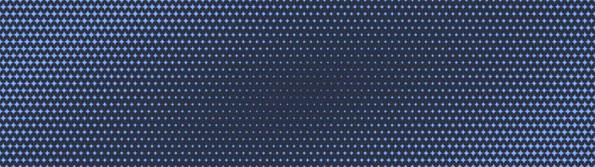 Twinkling stars halftone pattern elliptical gradient ultra wide 32:9 aspect ratio navy blue vector abstract background. Half tone graphic blink star shapes grid panoramic ultrawide format abstraction