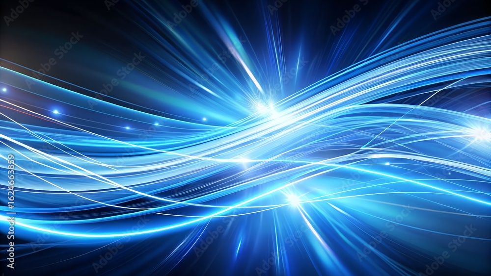 Poster abstract blue light streaks and particles creating a sense of speed and energy, perfect for technolo