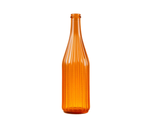 Orange Glass Bottle with Vertical Grooves