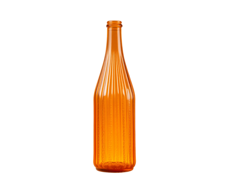 Orange Glass Bottle with Vertical Grooves