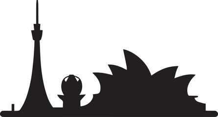 Sydney Cityscape Silhouette Vector Illustration of Australia's Skyline with Opera House Landmark