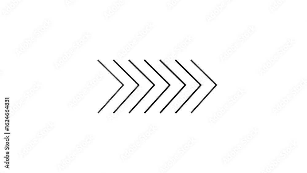 Poster black color arrow moving right on white screen. right directional arrows animation. arrow loop anima