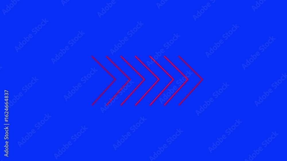 Poster red color arrow moving right on blue screen. right directional arrows animation. arrow loop animatio