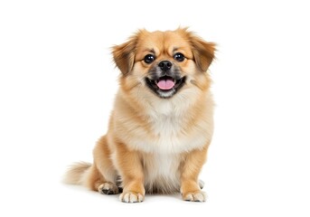 Adorable fluffy dog smiling happily with its tongue out, perfect for pet-related campaigns, heartwarming stories, and cheerful animal-themed designs