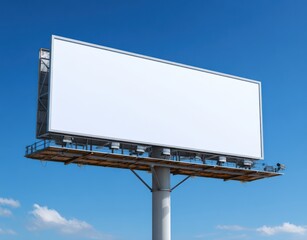 Obraz premium Blank Billboard Against a Clear Blue Sky Ready for Advertising and Promotion Campaigns