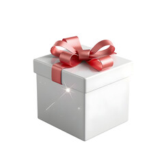 Elegant White Gift Box with Pink Ribbon and Bow