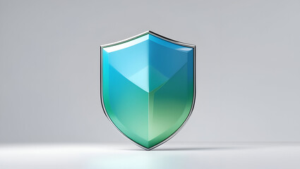 Minimal 3D-rendered safety shield symbolizing cyber protection with smooth gradients on white backdrop
