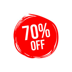 Vector Illustration 70 Percent Off Banner. Modern Red Web Label