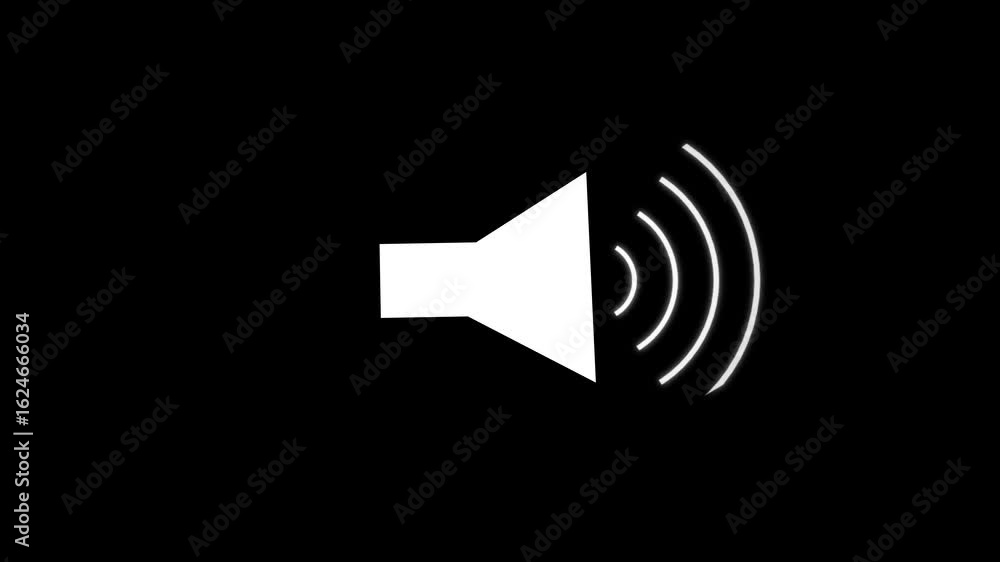 Poster white color speaker volume with sound wave icon .loudspeaker animation. alpha channel, 4k resolution