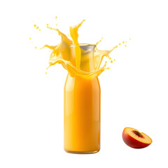 Refreshing Peach Juice Splash with Fruit Slice