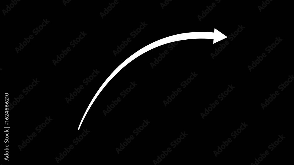 Poster white color animated down to up arrow animation. arrow icon animation on black background.