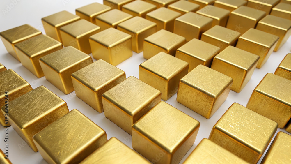 Aufkleber gold bar stack concept ,shiny gold blocks arranged structured pattern create visually striking effec