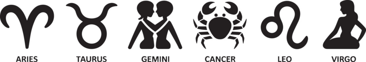 Zodiac Signs Astrology Icon Set Vector Illustration for Horoscope and Star Sign Design