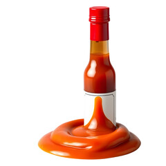 Hot Sauce Bottle Spillage on Transparent Surface
