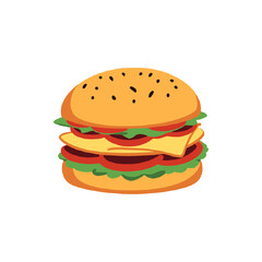 Delicious Double-Decker Burger with Fresh Ingredients
