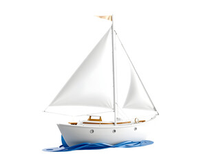 Cartoon sailboat on blue waves