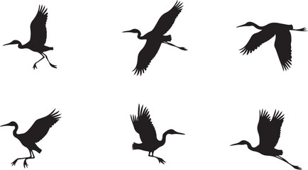 Obraz premium Black Flying Bird Clipart Set