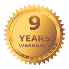 9 Years warranty label, badge, icon, logo