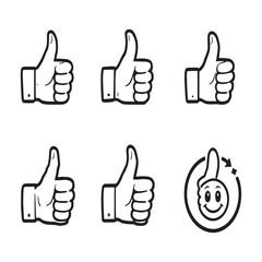 Line art thumbs up symbol for positive feedback design.eps