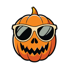 Cool Pumpkin with Sunglasses Halloween Illustration