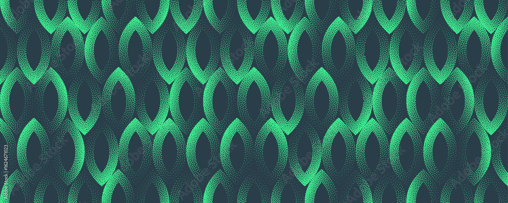 Aufkleber vector abstract wide panoramic background with mint green drop-shaped leaf outlines in halftone styl