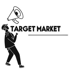 Construction worker announcing target market isolated on white background