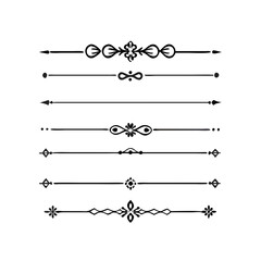 Obraz premium Set of Vintage decorative lines. text dividers. Line border. Lines separators, Borders, Vintage dividers, Underline elements. Vector illustration 