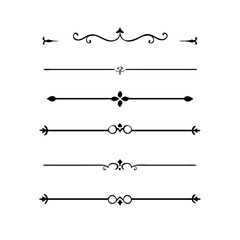 Set of Vintage decorative lines. text dividers. Line border. Lines separators, Borders, Vintage dividers, Underline elements. Vector illustration
