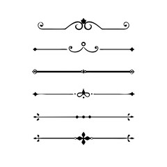 Set of Vintage decorative lines. text dividers. Line border. Lines separators, Borders, Vintage dividers, Underline elements. Vector illustration
