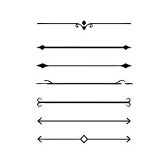 Set of Vintage decorative lines. text dividers. Line border. Lines separators, Borders, Vintage dividers, Underline elements. Vector illustration
