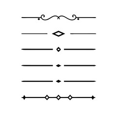 Set of Vintage decorative lines. text dividers. Line border. Lines separators, Borders, Vintage dividers, Underline elements. Vector illustration
