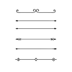 Set of Vintage decorative lines. text dividers. Line border. Lines separators, Borders, Vintage dividers, Underline elements. Vector illustration
