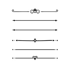 Set of Vintage decorative lines. text dividers. Line border. Lines separators, Borders, Vintage dividers, Underline elements. Vector illustration
