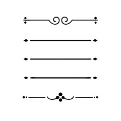 Set of Vintage decorative lines. text dividers. Line border. Lines separators, Borders, Vintage dividers, Underline elements. Vector illustration
