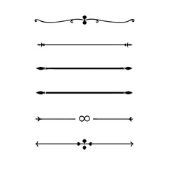 Set of Vintage decorative lines. text dividers. Line border. Lines separators, Borders, Vintage dividers, Underline elements. Vector illustration
