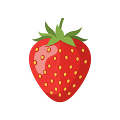 Fototapeta premium Luscious Strawberry Delight: A perfectly ripe, vibrant strawberry, showcasing its enticing red hue, green leafy crown, and a delightful texture. Evoking freshness and a burst of flavor.